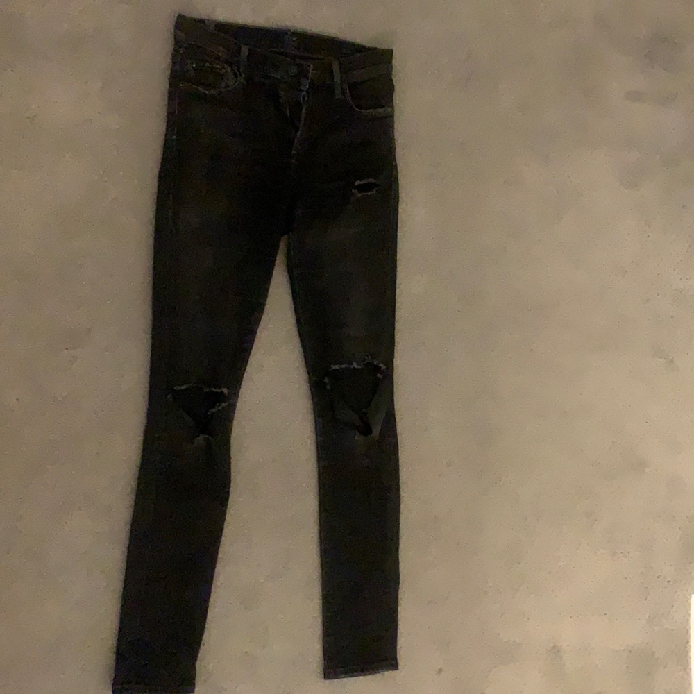 High rise Black distressed jeans